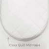 Shnuggle Dreami Quilted Moses Basket Mattress in white with a cozy quilted design for added comfort.