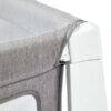 Shnuggle Air Cot Conversion Kit in Dove Grey, featuring a soft fabric edge and sturdy white frame for nursery use.