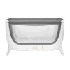 Shnuggle Air Cot Conversion Kit in dove grey and stone grey with a mesh side for visibility and ventilation.