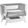 Shnuggle Air Bedside Crib in Dove Grey with a mesh side panel for breathability and easy access.
