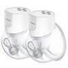Momcozy Breast Pump S12 Pro in white with transparent collection cups, showcasing a sleek design and user-friendly controls.
