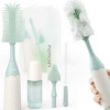 Momcozy Bottle Brush Kit in mint green, featuring a large brush, small brush, cleaning wand, and storage pouch.