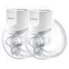 Momcozy Breast Pump S12 Pro in white, featuring two breast pump units with clear collection cups for efficient pumping.
