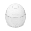 Momcozy M6 Single Wearable Hands Free Breast Pump in grey with a clear front, showcasing its compact design and digital