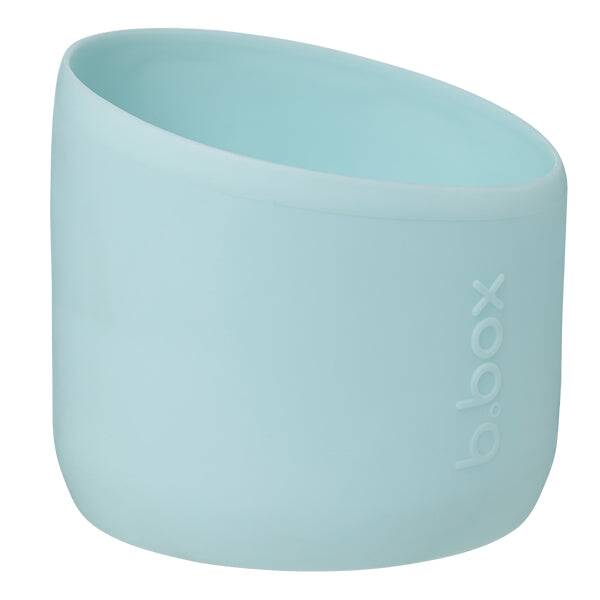 b.box 1L insulated water bottle in Lagoon with a flip top, featuring a sleek, modern design and soft silicone finish.