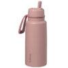b.box 1L insulated water bottle in berry smoothie with a flip top and a convenient carrying strap.