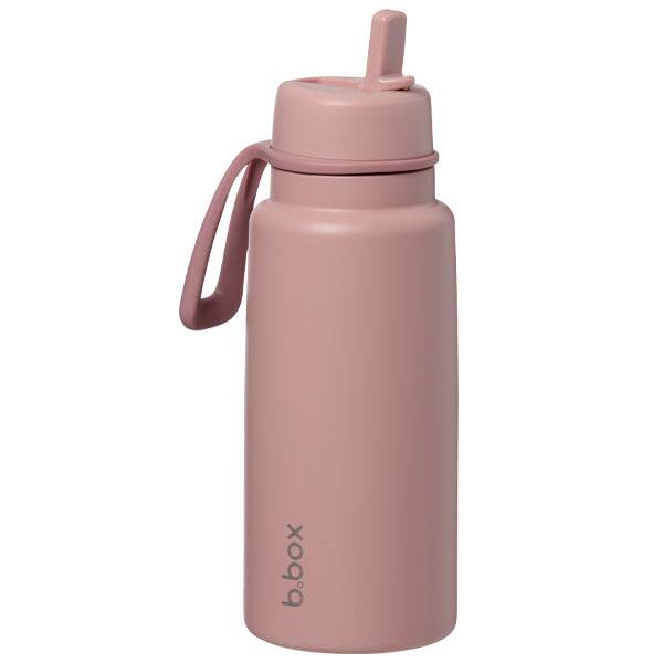 b.box 1L insulated water bottle in berry smoothie with a flip top and a convenient carrying strap.