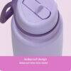 b.box 1L insulated water bottle in Lilac Love with a flip top and leakproof design, showcasing the lid detail.
