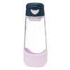 b.box 600mL sport spout bottle in indigo rose with a secure flip-top lid and ergonomic grip.