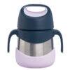 b.box Insulated food jar in indigo rose with a stainless steel body and easy-grip handles for on-the-go meals.