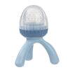 b.box Silicone Fresh Food Feeder in blush and lullaby blue with a unique three-legged design for easy grip.
