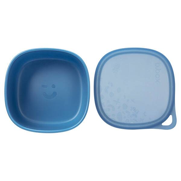 b.box lunch tub in ocean blue with a smiley face design and a matching lid, perfect for on-the-go meals.