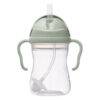b.box Sippy Cup in apple green with a clear body and two handles, featuring a straw for easy sipping.