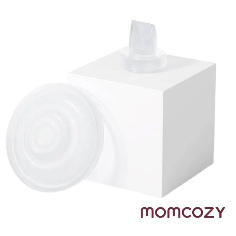 Momcozy Silicone Diaphragm and Valve for S9 Pro/S12 Pro, clear silicone with a smooth surface and a tapered valve design.