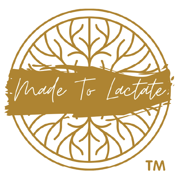 Made to Lactate logo featuring a circular design with a gold brushstroke and elegant script font.