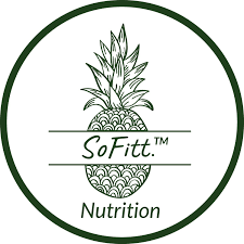 SoFitt Nutrition logo featuring a stylized pineapple design in green and white colors.