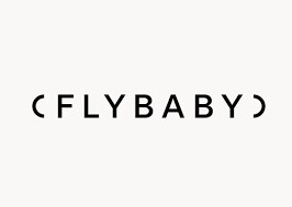 FlyBaby logo in bold, modern typography on a light background.